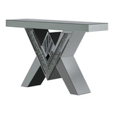 Coaster Taffeta V-shaped Sofa Table with Glass Top Silver Model 723449